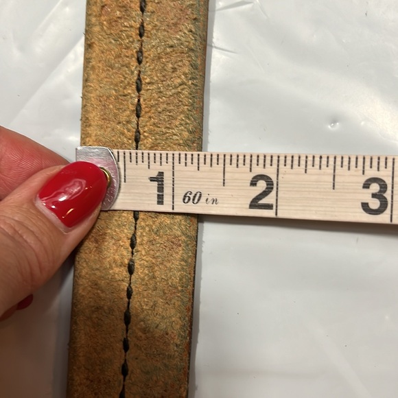 Vintage Brown Leather Belt with Black Heart Motif and Brass Initials HFP - Picture 6 of 10